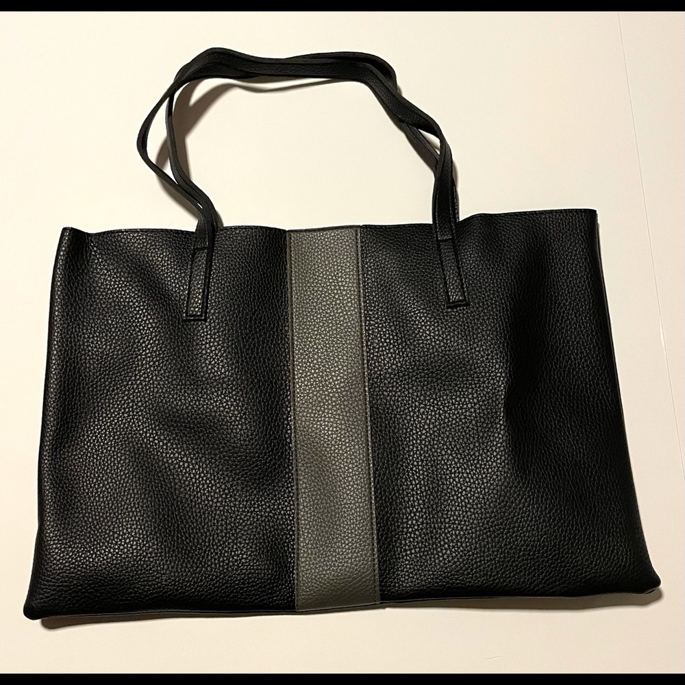 Vince Camuto Black/Gray Vegan Leather Tote